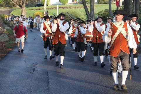 Minutemen and citizens marching