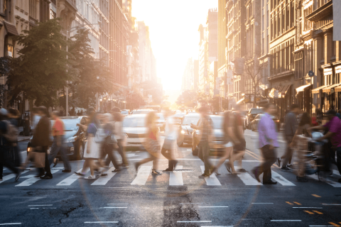 people crossing street