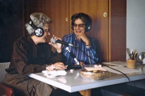 Chiara Lubich during a Collegamento