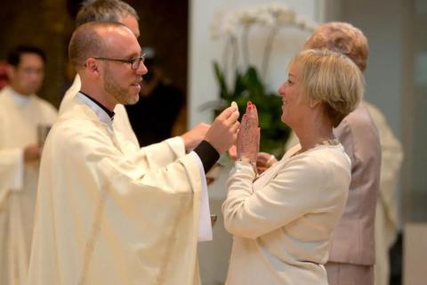 Kristin Gilger and Fr Paddy