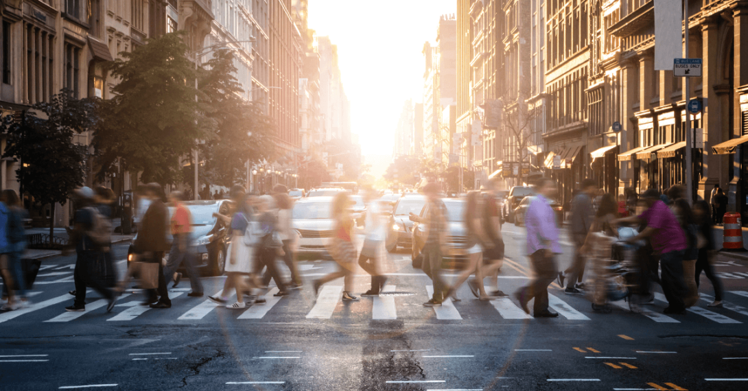 people crossing street