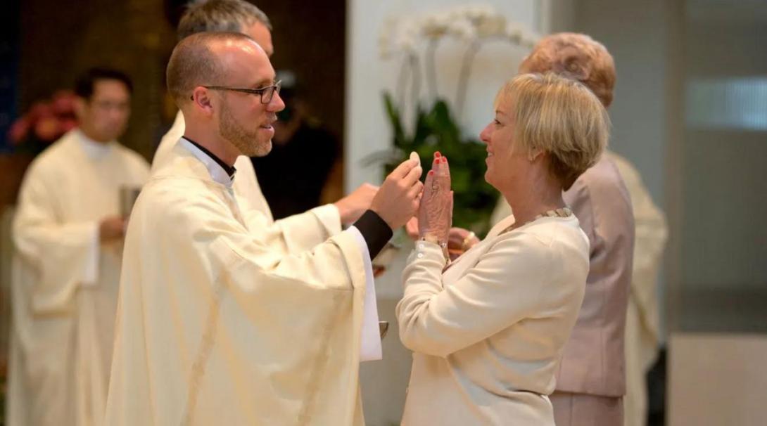 Kristin Gilger and Fr Paddy