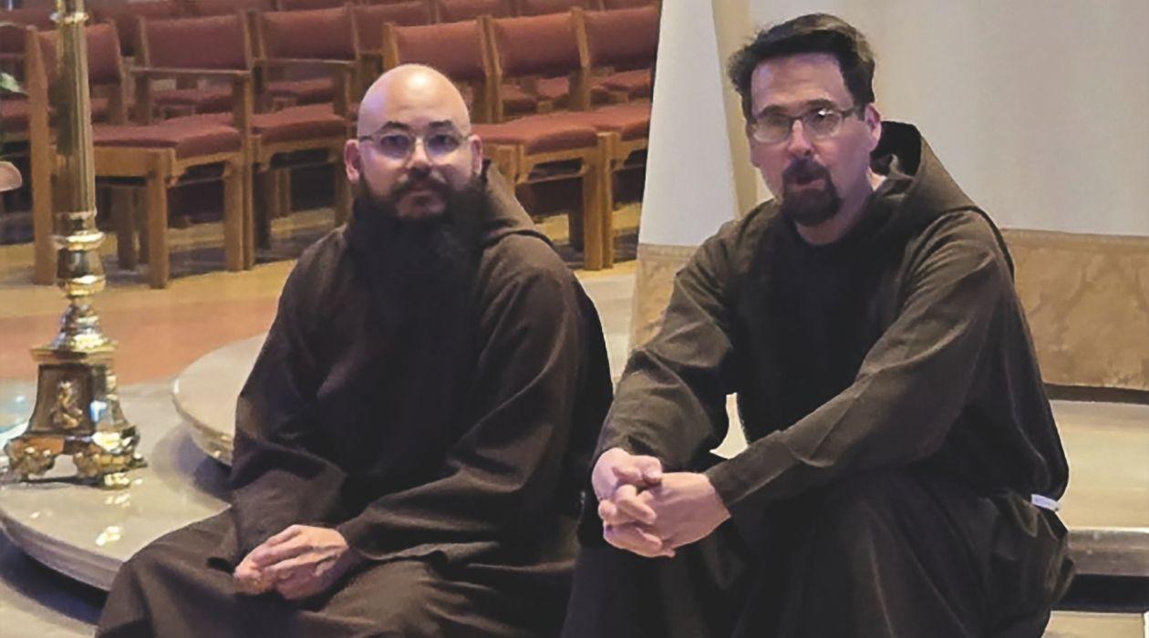 Brother Carlos-Andres and Jon M. Sweeney after their performance, Cathedral of St. John the Evangelist, Milwaukee, Wisconsin, May 10, 2025.